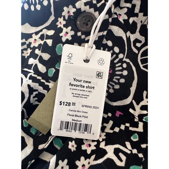 Marine Layer Camila Mini Dress Floral Block Print Black Pink NWT Size Medium - Picture 6 of 7